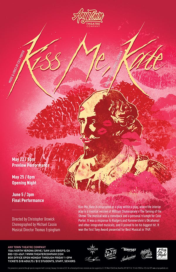 Kiss Me Kate Poster Design and Logo Pack