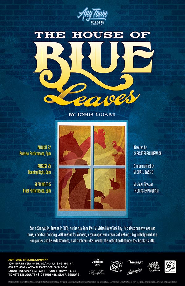 The House of Blue Leaves Poster Design and Logo Pack